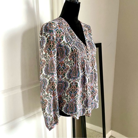 Veronica Beard Lowell Silk Paisley Blouse women’s Size 6 chiffon long sleeve - Picture 2 of 8
